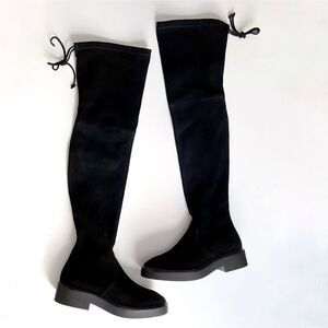 Stuart Weitzman Mara OTK Over the Knee Suede Boots Platform Thigh High Black 8